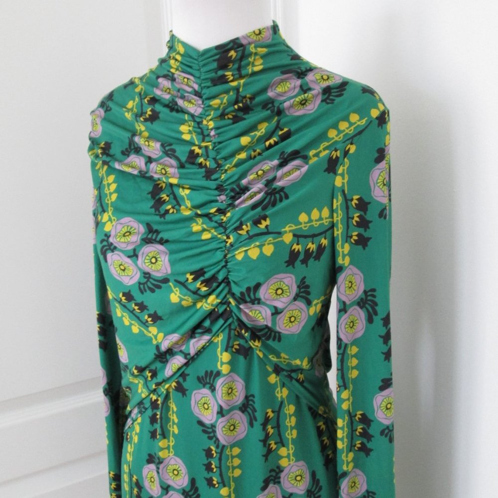 Zara Green Floral Long Sleeve Dress - Picture 3 of 4